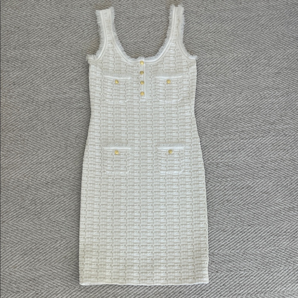 Ronny Kobo Collection Textured White Mini Dress